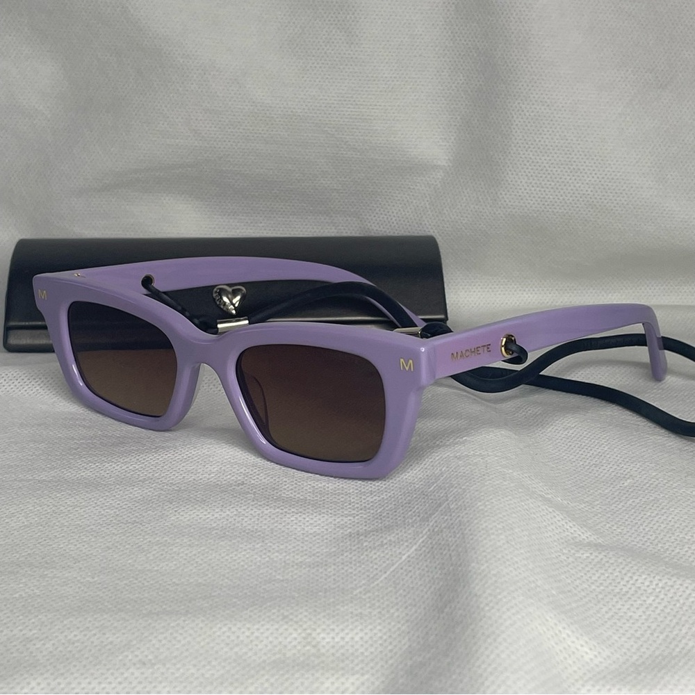 MACHETE Ruby Sunglasses Handmade Violet Italian Acetate & Amber Lens 49[]21-145